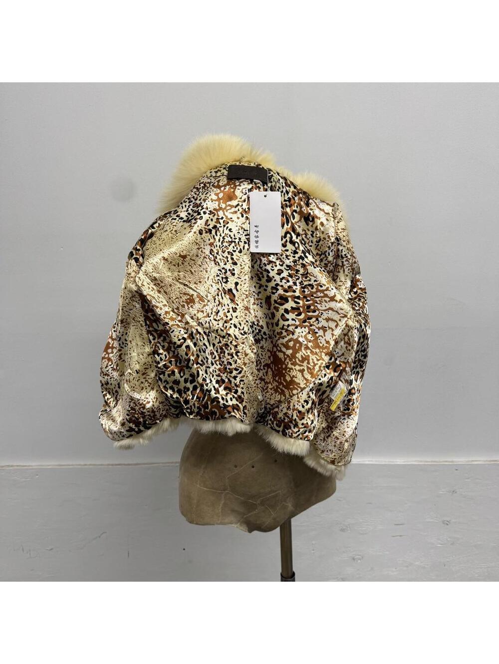 Vintage Y2K Cream White Rabbit & Fox Fur Jacket Coat - Picture 7 of 8